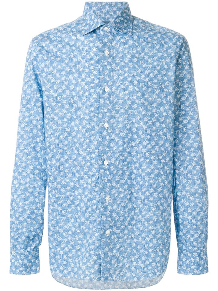 Barba Rose Print Shirt - Blue