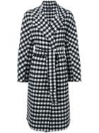 's Max Mara Checked Double Breated Coat - Blue