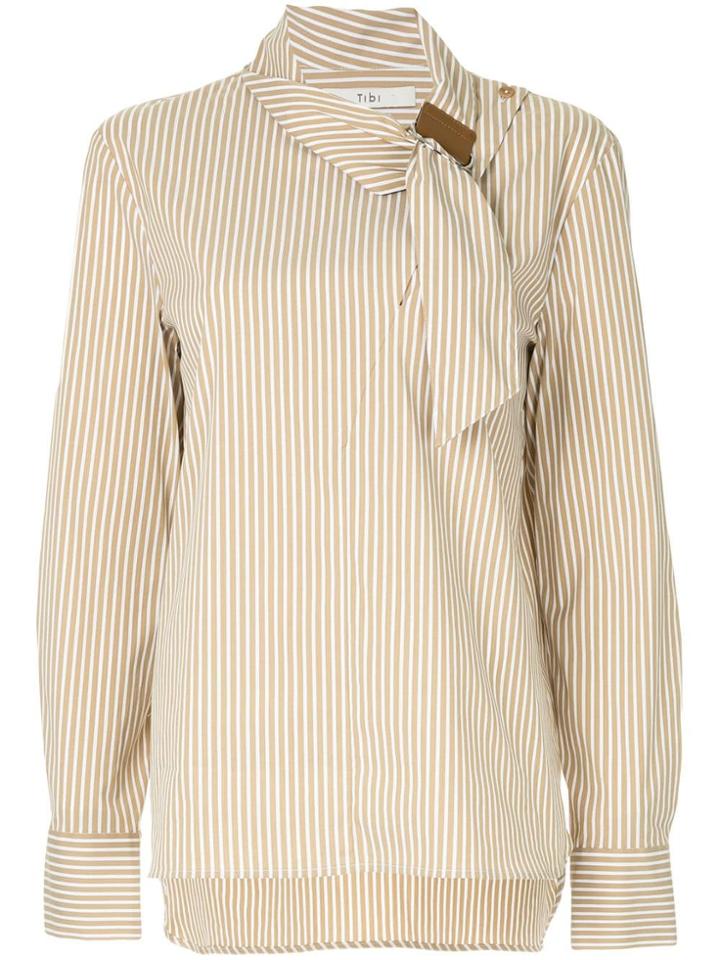 Tibi Asymmetric Collar Shirt - Brown