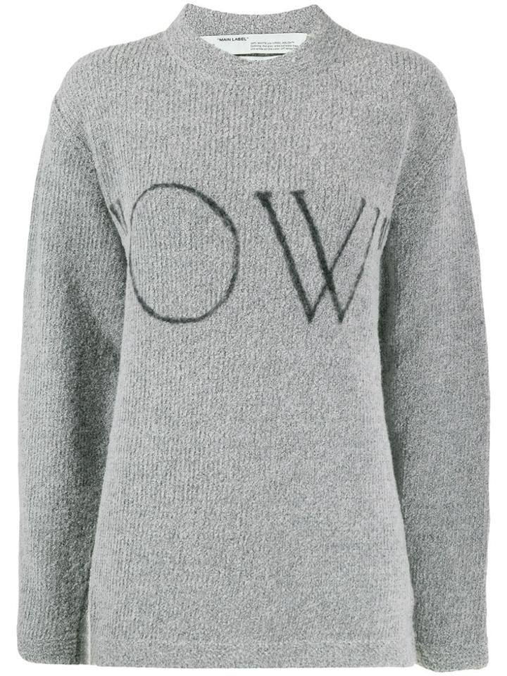 Off-white Ow Logo Knitted Jumper - Grey