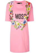 Love Moschino Floral Logo T-shirt Dress - Pink & Purple