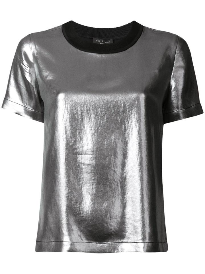 Rag & Bone Metallic Short-sleeve Top - Silver