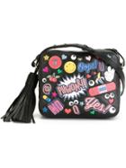 Anya Hindmarch Black Leather All Over Stickers Cross Body Bag
