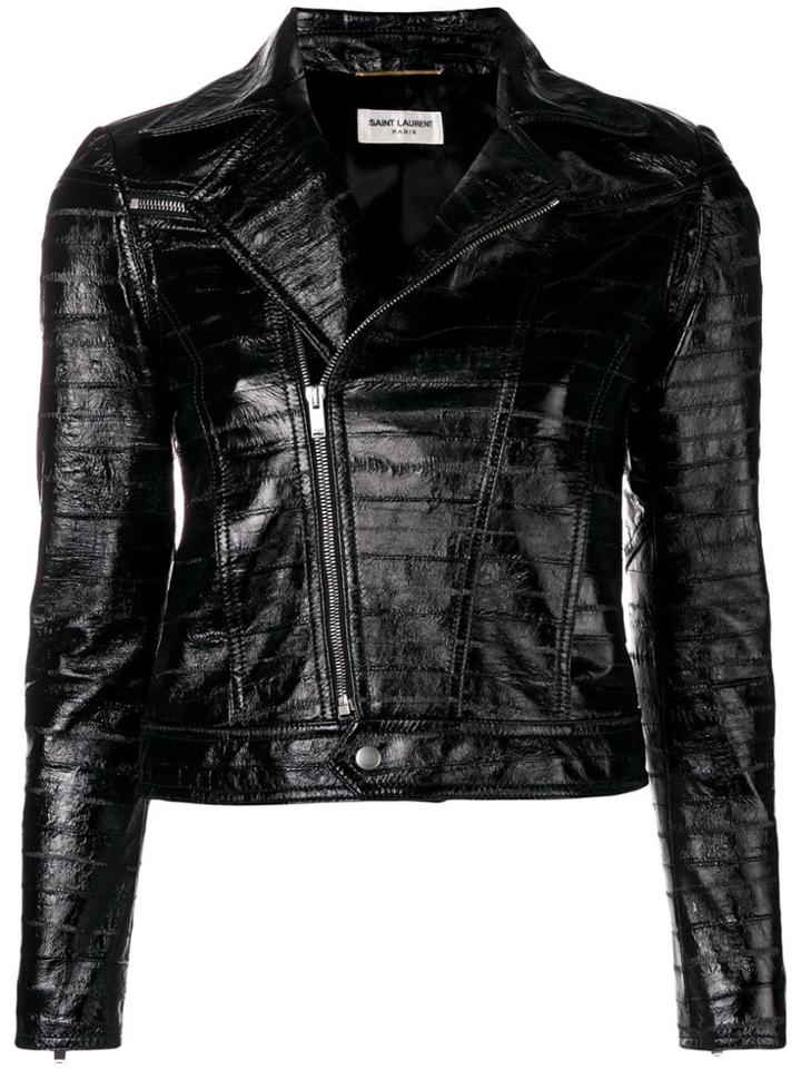Saint Laurent Off-centre Zipped Jacket - Black