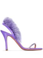 Amina Muaddi Adowa Feather Detail Sandals - Purple