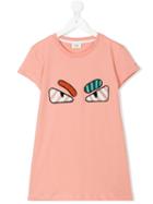 Fendi Kids - Angry Eyes Embroidered T-shirt - Kids - Cotton - 14 Yrs, Pink/purple