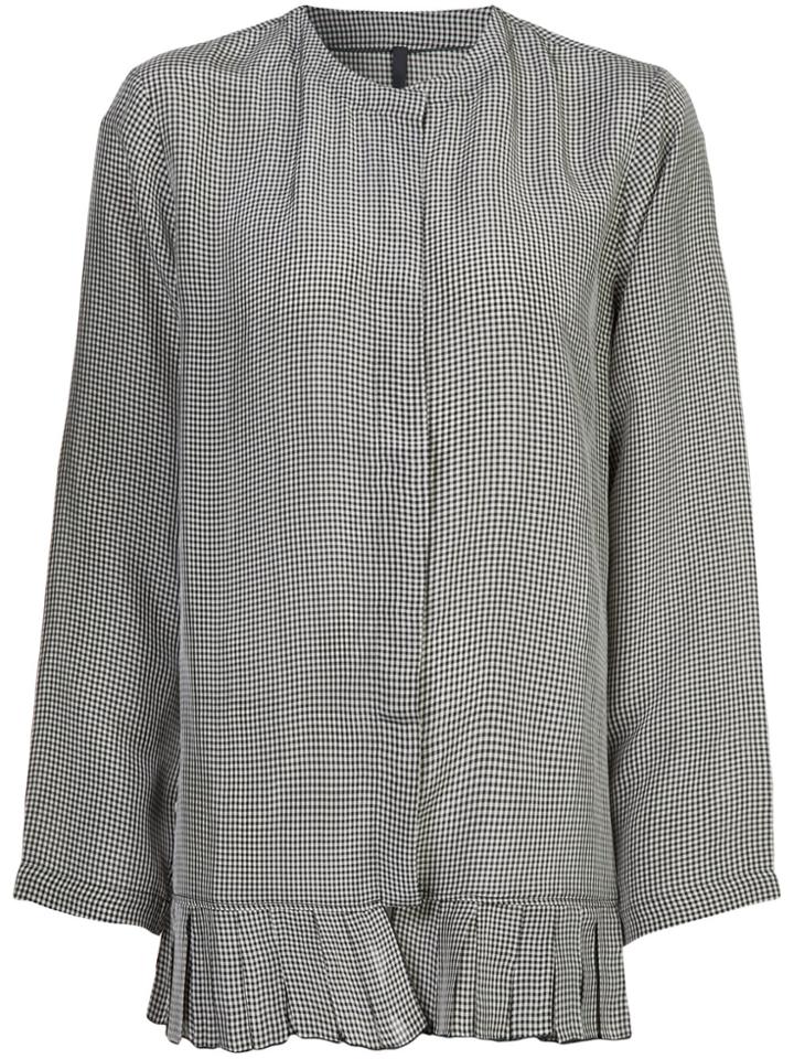 Sara Lanzi Pleated Hem Vichy Shirt - Black