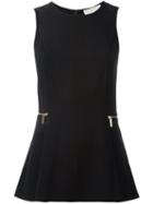 Michael Michael Kors Sleeveless Flared Blouse, Women's, Size: Medium, Black, Polyester/spandex/elastane