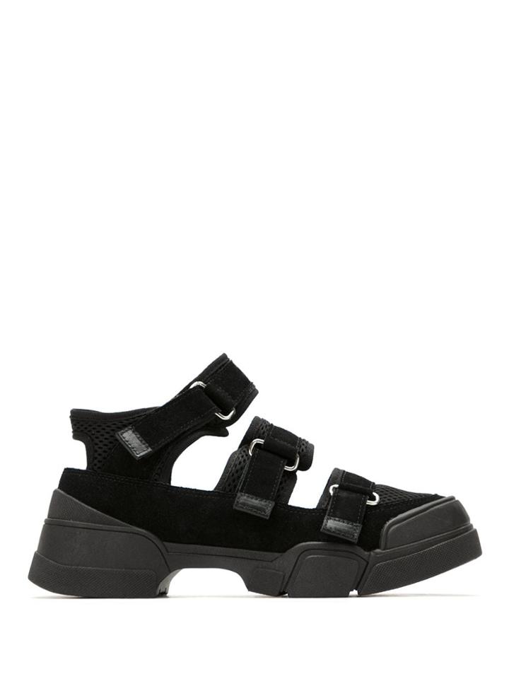 Mara Mac Strappy Leather Sneakers - Black