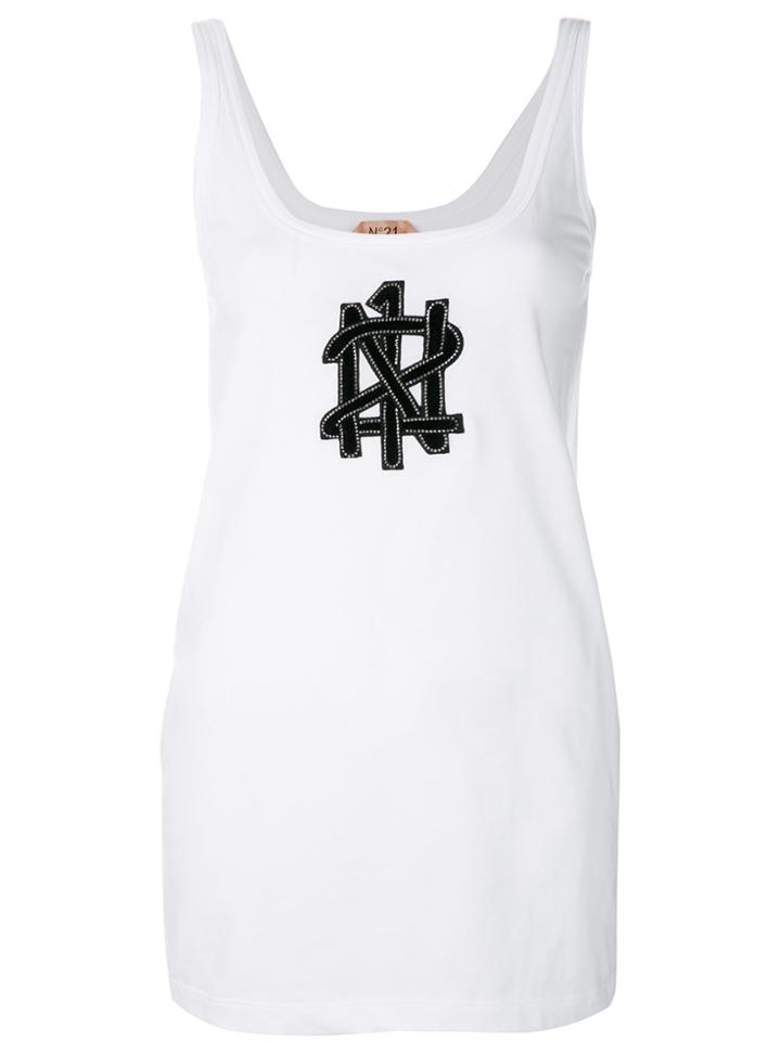 No21 Swarovski Logo Tank Top - White