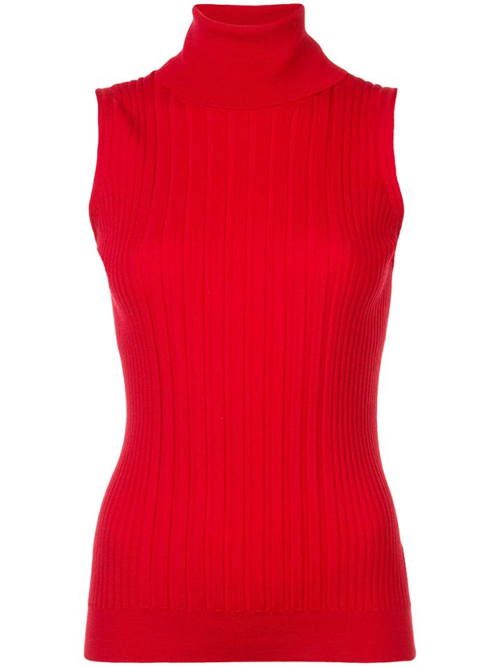 Maison Margiela Rib Knit Turtleneck Tank - Red