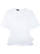 Rochas Tiered Tulle Hem Top, Women's, Size: 42, White, Cotton/polyamide/spandex/elastane