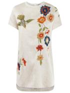 Andrea Bogosian Embroidered Shift Dress, Women's, Size: P, Nude/neutrals, Linen/flax/viscose