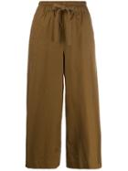 Vince Cropped Wide Trousers - Brown
