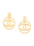 Chanel Vintage Cc Round Swing Earrings - Gold