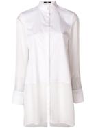 Karl Lagerfeld Mandarin Collar Long Shirt - White