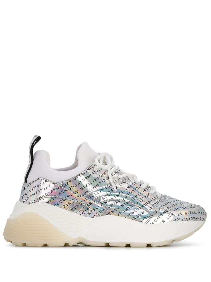 Stella Mccartney Holographic Effect Branded Sneakers - White