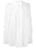 Alessandra Rich Frill Knee-length Hooded Cape - White