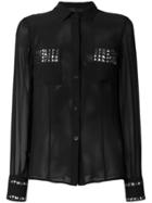 Frankie Morello Pyramid Stud Sheer Shirt - Black