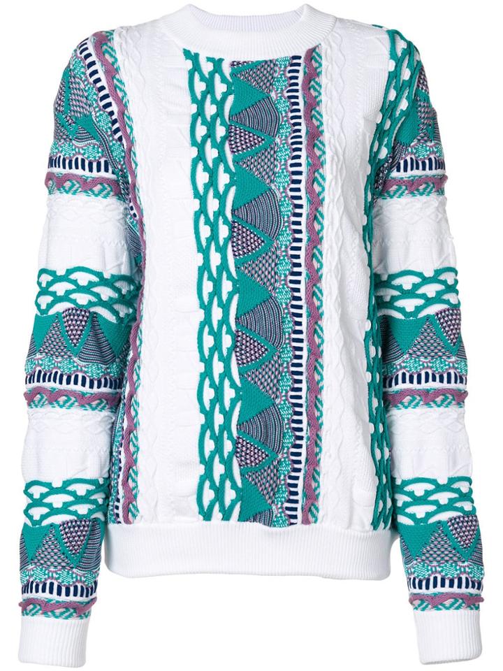 Aalto Patterned Round Neck Jumper - White