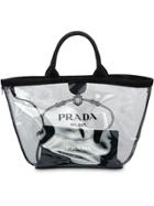 Prada Sheer Logo Tote Bag - Black