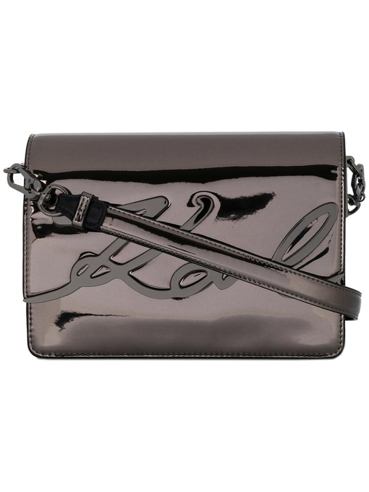 Karl Lagerfeld K/signature Glossy Shoulder Bag - Metallic