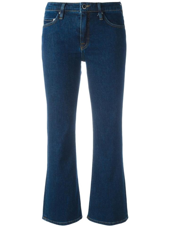 Victoria Victoria Beckham Flared Cropped Jeans, Women's, Size: 28, Blue, Cotton/polyester/spandex/elastane