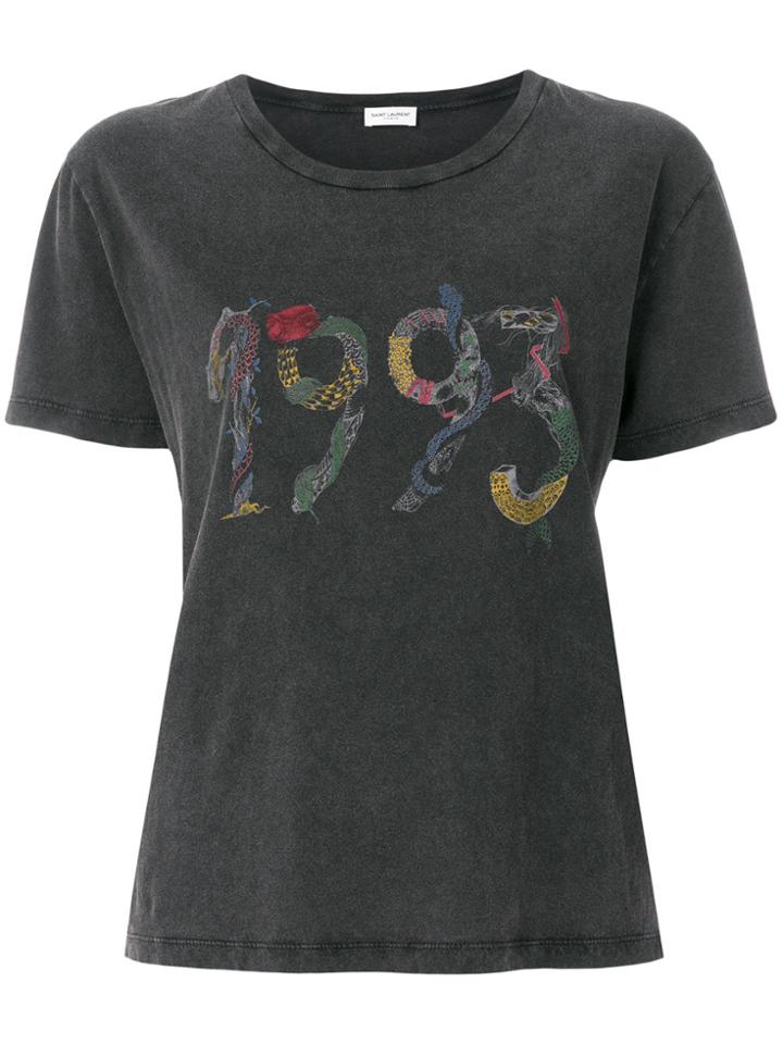 Saint Laurent 1993 Print T-shirt - Grey