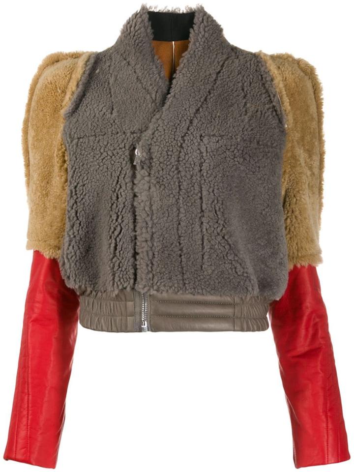 Rick Owens Cropped Shearling Jacket - Neutrals