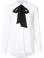 Diane Von Furstenberg Pussy-bow Collar Shirt, Women's, Size: 2, White, Cotton/polyamide/spandex/elastane