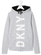 Dkny Kids Teen Logo Zipped Hoodie - Grey