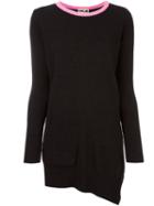 Hache Contrast Collar Asymmetric Jumper, Women's, Size: 46, Black, Polyamide/viscose/cashmere/wool