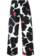 Boutique Moschino Floral Print Cropped Trousers, Women's, Size: 40, Black, Cotton/other Fibres