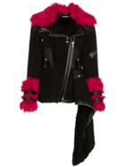 Alexander Mcqueen Shearling Asymmetric Biker Jacket - Black