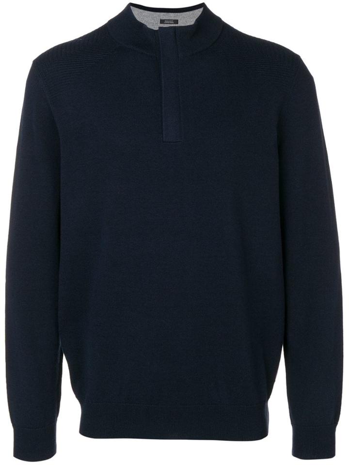 Boss Hugo Boss Concealed Fastening Sweater - Blue