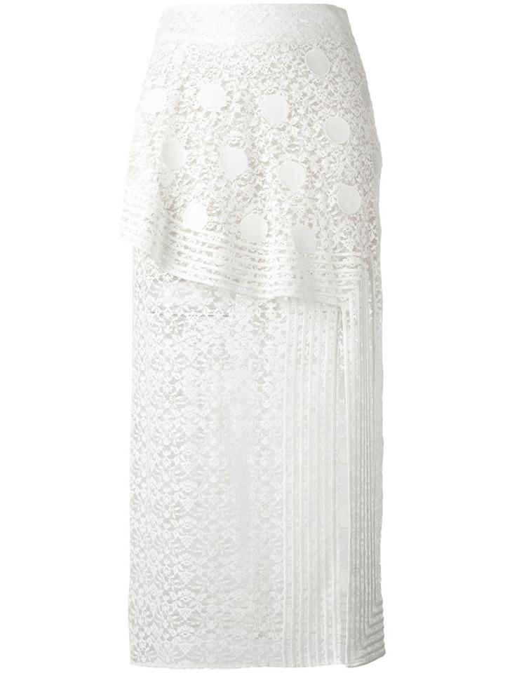 Stella Mccartney Ruffled Lace Midi Skirt, Size: 38, White, Cotton/polyester/silk