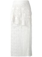 Stella Mccartney Ruffled Lace Midi Skirt, Size: 38, White, Cotton/polyester/silk