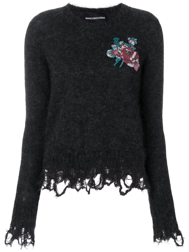 Marco Bologna Embroidered Knitted Top - Grey