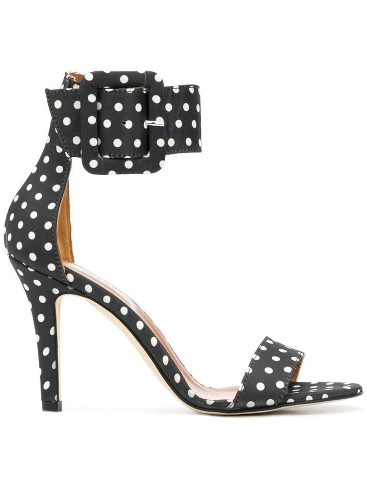 Paris Texas Polka Dot Buckle Sandals - Black
