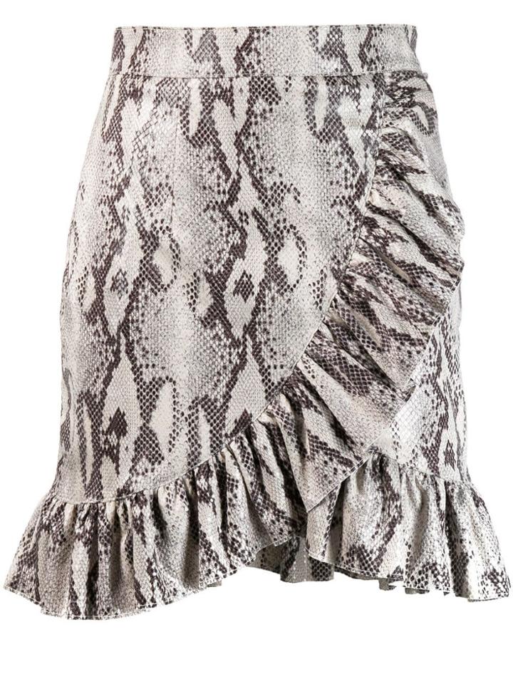 Msgm Ruffled Snakeskin Print Skirt - Grey