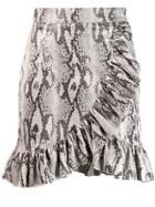 Msgm Ruffled Snakeskin Print Skirt - Grey