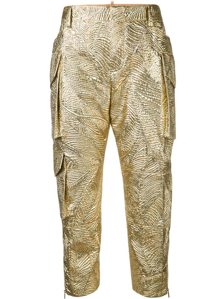 Dsquared2 - Textured Metallic (grey) Trousers - Women - Silk/polyamide/polyester - 38, Silk/polyamide/polyester