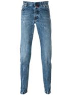 Kiton Stonewash Effect Slim Fit Jeans, Men's, Size: 36, Blue, Cotton/spandex/elastane