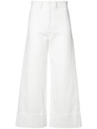 Sea Cuffed Flare Trousers, Women's, Size: 2, White, Cotton