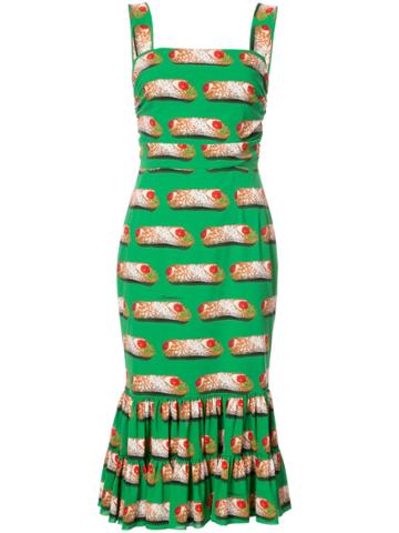 Dolce & Gabbana Cannoli Print Midi Dress - Green