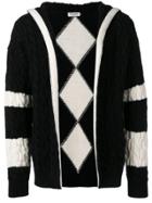 Saint Laurent Cable Knit Hooded Cardigan - Black