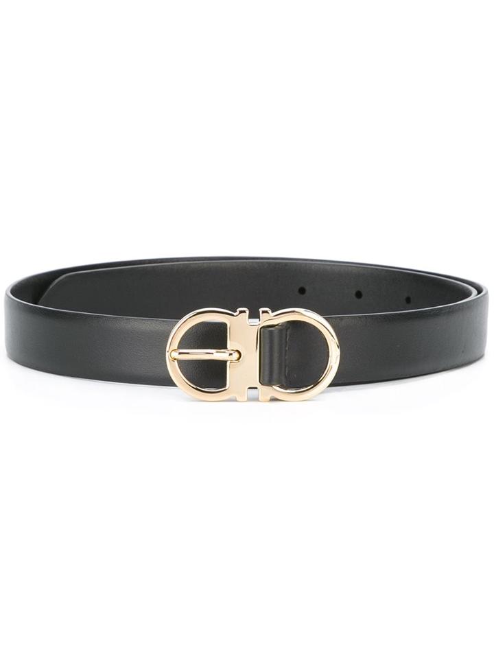 Salvatore Ferragamo Gancini Buckle Belt, Women's, Size: 80, Black, Calf Leather