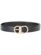 Salvatore Ferragamo Gancini Buckle Belt, Women's, Size: 80, Black, Calf Leather