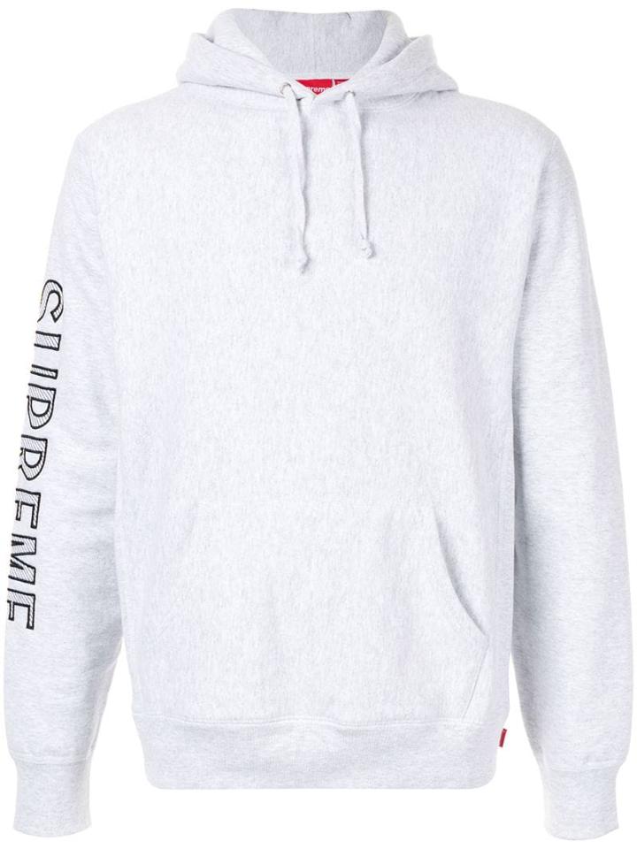 Supreme Embroidered Sleeve Hoodie - White
