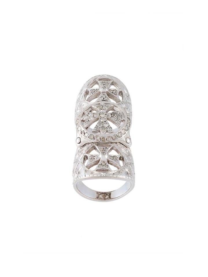 Loree Rodkin Diamond Cross Long Ring - Metallic